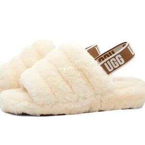 UGG Cream Fluff Yeah Slides with Logo Strap